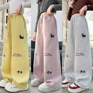 <span class=keywords><strong>Pantaloni</strong></span> Primaverili per Ragazze 2025, Nuovo Stile Trendy, Carini con Stampe Cartoon, Jogger a Gamba Larga per Bambine Più Grandi, Sportivi e Casual - Product Image 3