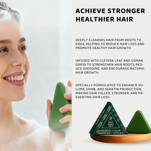 แชมพูบาร์ สบู่แชมพู บำรุงผมยาว สูตรธรรมชาติ สมุนไพร เจ็ดสีเขียว รูปทรงสามเหลี่ยม สารสกัดจากหญ้าอุสมานี ควบคุมความมั<span class=keywords><strong>น</strong></span> ให้ผมเรียบเนีย<span class=keywords><strong>น</strong></span> แชมพูบาร์แบบก้อน - Product Image 4