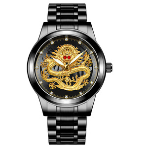 Horloge de luxe en or complet grand cadran 3D Dragon étanche hommes calendrier lumineux Date ronde pas cher montres à Quartz pour hommes Orologio Uomo - Product Image 4
