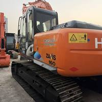 Excavatrice sur chenilles d'occasion Hitachi ZX160 japonaise d'origine, 12 tonnes, modèle 2024, avec moteur, pompe et boîte de vitesses, engin de construction