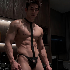 Body string sexy pour homme, lingerie bondage, séduisante, coquette, en soie, avec string déchiré, pour travestissement - Product Image 3