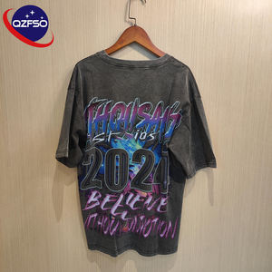 QZFSO Personalización de fábrica lavado ácido 100% algodón camisetas personalizadas DTG impresión Logo Tee Boxy enorme gráfico camisetas para hombres - Product Image 2