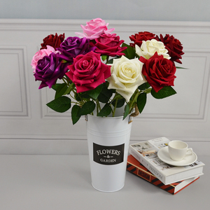 Vente flash : Rose artificielle <span class=keywords><strong>en</strong></span> velours, fleurs artificielles <span class=keywords><strong>en</strong></span> vrac, arrangement de mariage, centre de table décoratif, rose rouge à longue <span class=keywords><strong>tige</strong></span> - Product Image 6