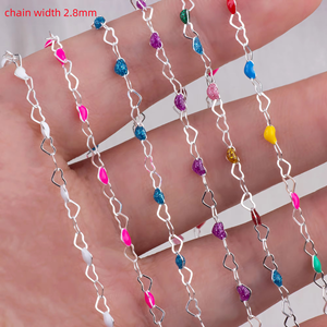 Chaîne en or 14 carats plaqué or, forme de cœur, avec émail coloré, pour la fabrication de <span class=keywords><strong>bijoux</strong></span>, bracelet, collier, matériel de bricolage - Product Image 3