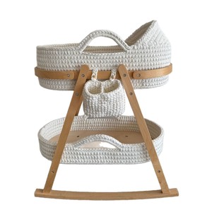 Crocheted <strong>Moses</strong> <strong>Basket</strong> Handmade <strong>Mobile</strong> Baby Bed for Newborns Choice of Colours - Product Image 2