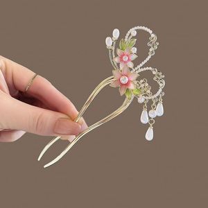 Horquillas para el Cabello con Flores, Perlas y Mariposas, Horquilla en Forma de U, Accesorios para el Cabello, Horquilla Hanfu para Bodas - Product Image 6