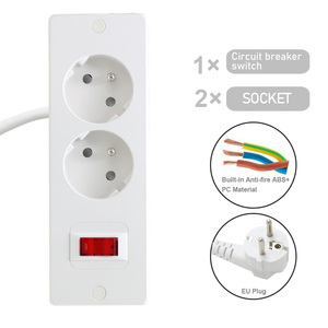 EU tiêu chuẩn Đức Loại 16A điện dải 2 ổ cắm trong hàng phẳng <span class=keywords><strong>Adapter</strong></span> với USB tăng bảo vệ cáp mở rộng - Product Image 4