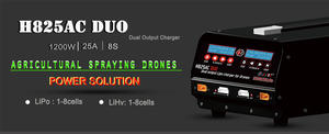 Nuevo HTRC 1200W batería de doble puerto <span class=keywords><strong>Drone</strong></span> cargador de equilibrio de alta potencia H825AC <span class=keywords><strong>DUO</strong></span> 25A 1-8s Lipo/Lihv para Rc pulverización agrícola UAV - Product Image 4