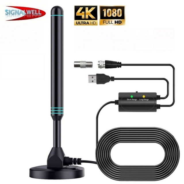 4K/1080P HD Digital Long Range TV Antenna Magnetic Base with Amplifier Signal Booster for Smart Home Indoor&Outdoor TV Aerial