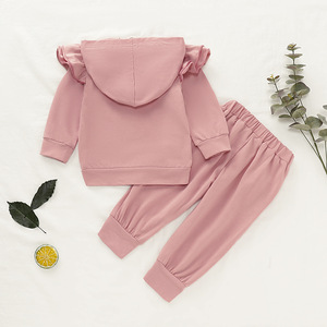 <b>Explosion</b> Style Kids Girls Clothing Sets Solid <b>Color</b> Sweater Hoodies Lace Sleeve + Pants Two-piece Suit Children Clothes Set - Product Image 2
