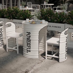 Mesa y Sillas de Estilo Industrial para Cafeterías, Salón de Té y Áreas de Descanso, Diseño Creativo con Forma de Barril de Petróleo - Product Image 3