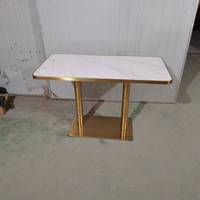 Ensemble de table de restaurant moderne personnalisé, motif marbre, table à manger dorée, chaise facile à nettoyer pour une utilisation en extérieur, écoles, cafés, hôtels