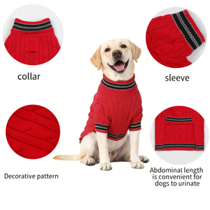 Pakaian Hewan Peliharaan Bergaris Merah untuk Anjing Kucing Jumpsuit Pullover Kostum Hewan Peliharaan Mantel Hoodie Anjing Pakaian Anjing Kecil Hangat - Product Image 5
