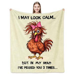 Glasses Chicken Flannel Blanket Throw Blanket Nap Blanket Fade Resistant Lightweight for Travel Camping Custom <b>Print</b> Wholesale - Product Image 4