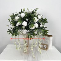 Bunga Bola Putih Grosir DKB Faux Floral, Dekorasi Meja Pernikahan, Bunga Sutra Buatan untuk Dekorasi Pesta Pernikahan