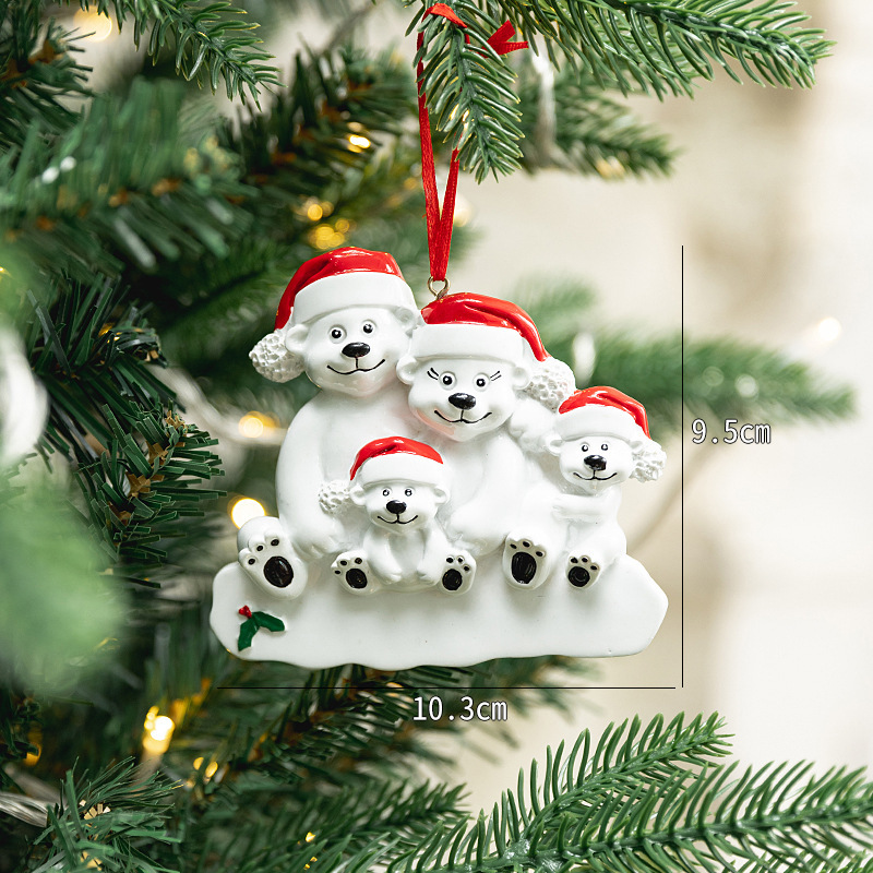 4 petits ornements en résine d'ours blancs