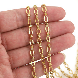 Cadena de Eslabones Tipo Barra por Metro |   Cadena de Eslabones Ovalados de Acero Inoxidable Chapada en Oro PVD de 18K para Hacer Joyas, Pulseras y Collares - Product Image 3