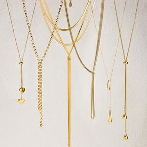 Kalung panjang salib untuk wanita, kalung Sweater rantai baja tahan karat kelas atas bentuk Y - Product Image 1