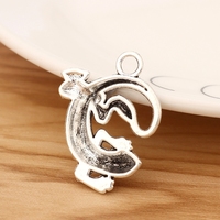 Pendentif en alliage de zinc en forme de gecko en argent antique, accessoire pour collier, bracelet, boucles d'oreilles, 30x25mm