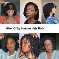 Extensions de cheveux brésiliens Remy Afro Kinky en vrac pour la réparation de dreadlocks et de locs, tressage torsadé avec trame simple