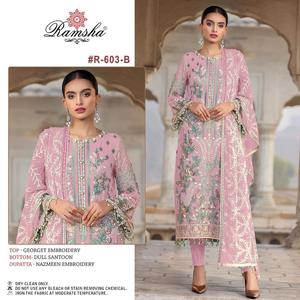 Traje Pakistaní de Último Diseño en Georgette y Santoon para Festividades, Salwar Kameez de la India - Product Image 2