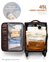 LOVEVOOK OEM 20 pouces Grand bagage de cabine Valise approuvée par les compagnies aériennes Valises souples légères et résistantes à l'eau avec verrouillage TSA