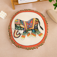 Coussin rond en coton et lin 40 cm, style bohème Mandala, coussin de sol double face pour salon, balcon, baie vitrée, tatami