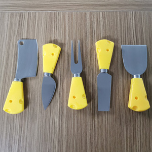 Cheese Knife Set 5 Piece Bright Yellow Handle Polished Blade Straight Edge For Home Use - Product Image 2