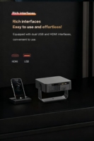 Mini projecteur portable pour home cinéma, résolution LCD 720P, mini vidéoprojecteur avec système d'exploitation Android 12 et lampe LED