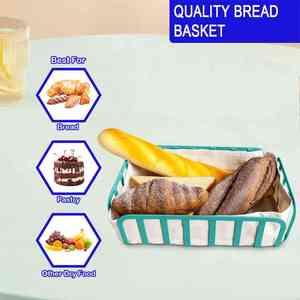 Nouveau Design Rectangulaire En Acier Baguette Bagel Croissant pâtisserie LFGB En Métal restaurant <span class=keywords><strong>corbeille</strong></span> <span class=keywords><strong>à</strong></span> <span class=keywords><strong>pain</strong></span> avec <span class=keywords><strong>tissu</strong></span> Pour Boulangerie Café - Product Image 5