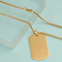 Collier avec pendentif en acier inoxydable poli miroir Hip Hop, logo gravé personnalisé, code QR, pendentif d'identification