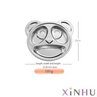Plateau de nourriture en métal en forme de Panda à compartiments multiples, assiette divisée en acier inoxydable pour enfant