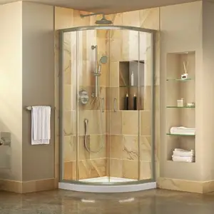 Black Frame Classic Design Round Curved Double Sliding Shower Room Shower Cabin