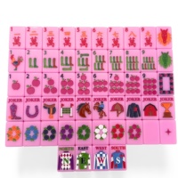 Juego de Mahjong Americano Personalizado con Amuletos de la Suerte, Color Azul Perla Hamptons, 160 Piezas de Acrílico Ecológico, de Lujo para Viaje