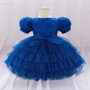 Abito da Principessa per Bambine con Paillettes, Maniche a Sbuffo e Volant, Vestito da Cerimonia per Bambina di Un Anno - Product Image 3