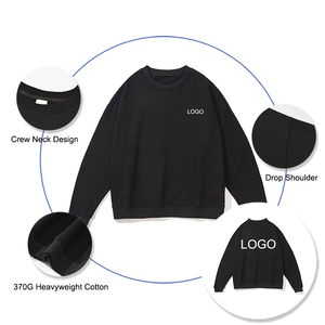 Felpe Unisex in cotone spugna francese di qualità 380G <span class=keywords><strong>senza</strong></span> <span class=keywords><strong>cappuccio</strong></span> con Logo personalizzato felpe Pullover oversize modeste - Product Image 2