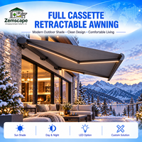 Auvent rétractable motorisé sur mesure à cassette intégrale, système de protection solaire à bras articulés en aluminium pour villa, patio, restaurant, terrasse