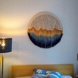 <span class=keywords><strong>Tapiz</strong></span> colgante de pared de macramé redondo <span class=keywords><strong>Circular</strong></span> grande, tinte degradado personalizado, decoración Bohemia - Product Image 2