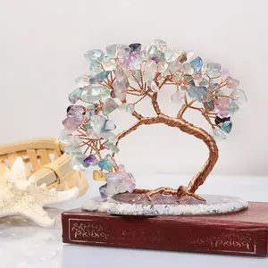 Money Trees Natural Gem Ornament 7 Chakra Fortune Crystal Money Tree Healing Crystals Christmas Feng Shui Agate Slice Crystal Tree Of Life