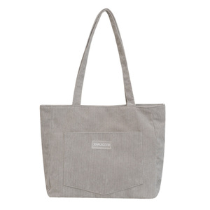 Corduroy Tote <b>Bag</b> Large Capacity Brown Japanese Style Women's Shoulder <b>Bag</b> Everyday Use Horizontal Square Magnetic Buckle - Product Image 5