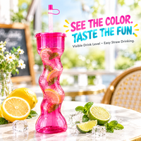 Gobelet tressé de fête 700 ml, lot en vrac en plastique avec paille pliable et couvercle, assortiment de couleurs mélangées pour les fournitures de carnaval et de festival