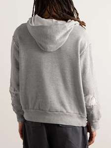 <span class=keywords><strong>Felpa</strong></span> con <span class=keywords><strong>cappuccio</strong></span> in tinta unita con bordi sfrangiati alla moda Pullover grigio spugna francese da <span class=keywords><strong>uomo</strong></span> 100% - Product Image 2