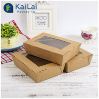 Biologisch afbreekbare groothandel wegwerp kartonnen voedselverpakking voor sushi, salade, fruit, afhaalmaaltijden, lunchverpakkingen, PET PP venster, embossing