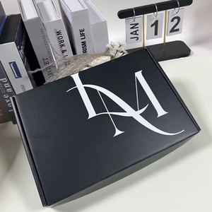 Boîtes en papier d'emballage noires personnalisées avec logo <span class=keywords><strong>blanc</strong></span>, boîtes cadeaux, boîtes d'emballage imprimées recto verso pour l'emballage de vêtements - Product Image 6