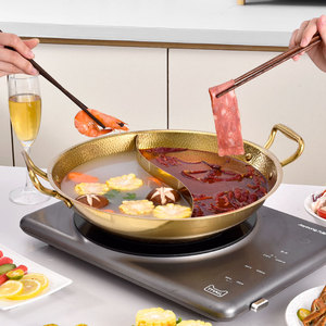 Olla moderna de acero inoxidable con patrón martillado y doble asa para <span class=keywords><strong>Hot</strong></span> <span class=keywords><strong>Pot</strong></span> chino y mariscos, con función de olla para caldos. - Product Image 6