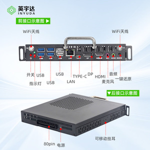Computadora de Control Industrial Inyuda M12U Intel I3 Plug-in OPS 180x195x30mm con USB HDMI LAN WiFi para Pantalla Grande - Product Image 1