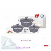 Бытовой антипригарный набор посуды 9 шт антипригарный кухонный со смешением цветов для посуды