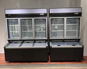 Congélateur-<span class=keywords><strong>réfrigérateur</strong></span> vertical à double température avec porte en verre |   <span class=keywords><strong>Réfrigérateur</strong></span> Vitrine pour Boissons, Fruits, Légumes et Glaces - Product Image 1