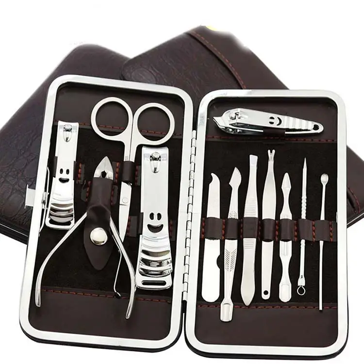 High quality 12pcs manicure set stainless steel nail cutter set pedicure tool for gift