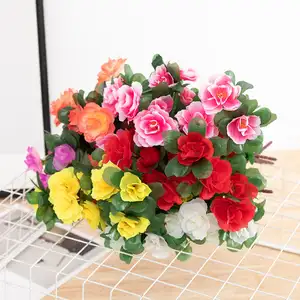 Wholesale High Quality Cheap Artificial Flowers Silk Bonsai Flowers Fence Decoration Artificial Azaleas